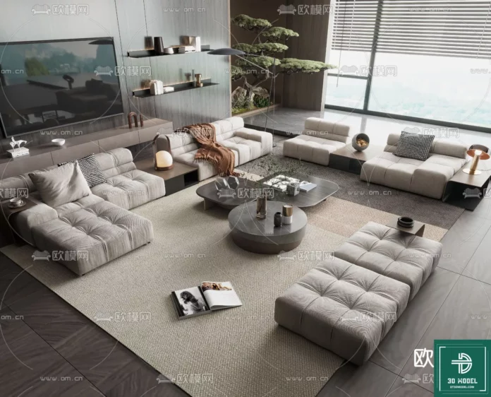 MODERN MINOTTI SOFA - SKETCHUP 3D MODEL - VRAY OR ENSCAPE - ID11057