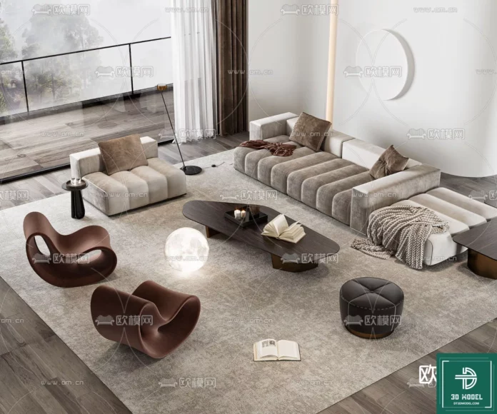 MODERN MINOTTI SOFA - SKETCHUP 3D MODEL - VRAY OR ENSCAPE - ID11063