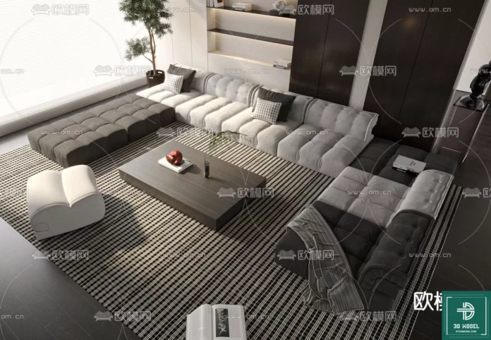 MODERN MINOTTI SOFA - SKETCHUP 3D MODEL - VRAY OR ENSCAPE - ID11071