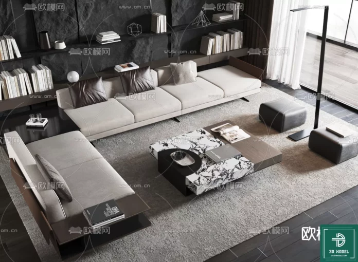 MODERN MINOTTI SOFA - SKETCHUP 3D MODEL - VRAY OR ENSCAPE - ID11085