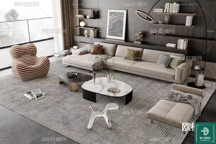 MODERN MINOTTI SOFA - SKETCHUP 3D MODEL - VRAY OR ENSCAPE - ID11120