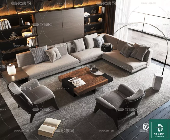 MODERN MINOTTI SOFA - SKETCHUP 3D MODEL - VRAY OR ENSCAPE - ID11127