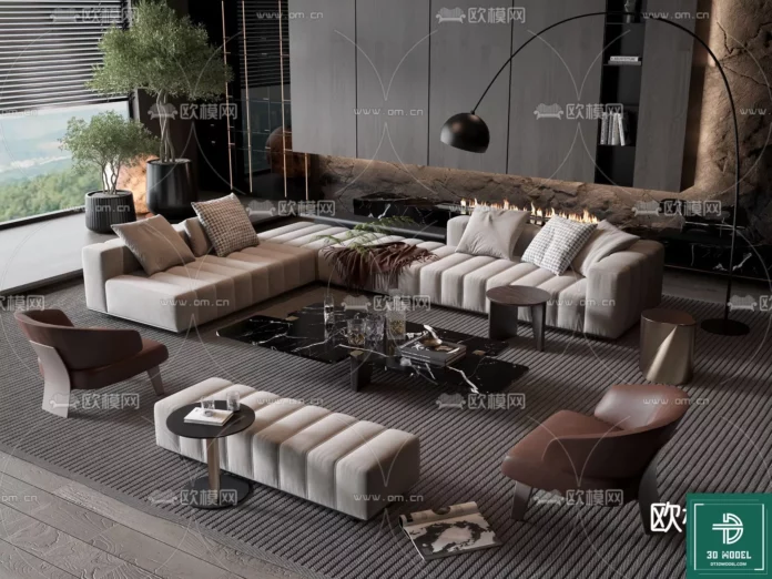 MODERN MINOTTI SOFA - SKETCHUP 3D MODEL - VRAY OR ENSCAPE - ID11128