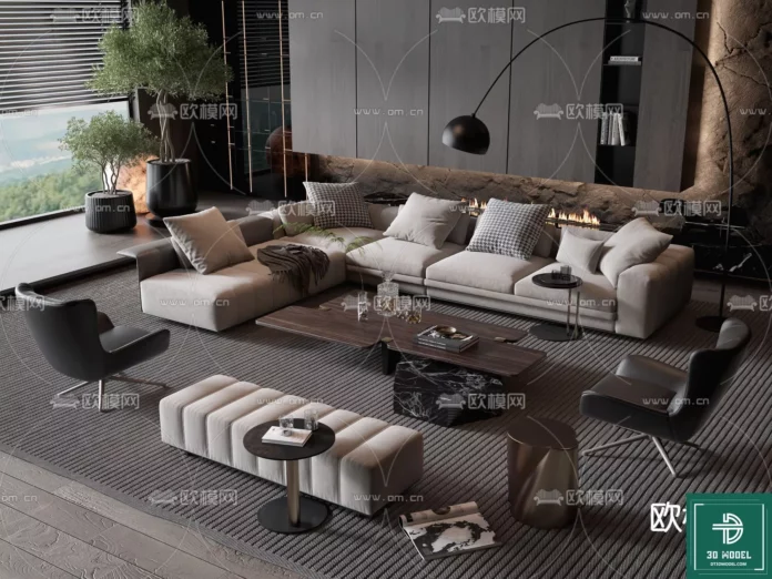 MODERN MINOTTI SOFA - SKETCHUP 3D MODEL - VRAY OR ENSCAPE - ID11130