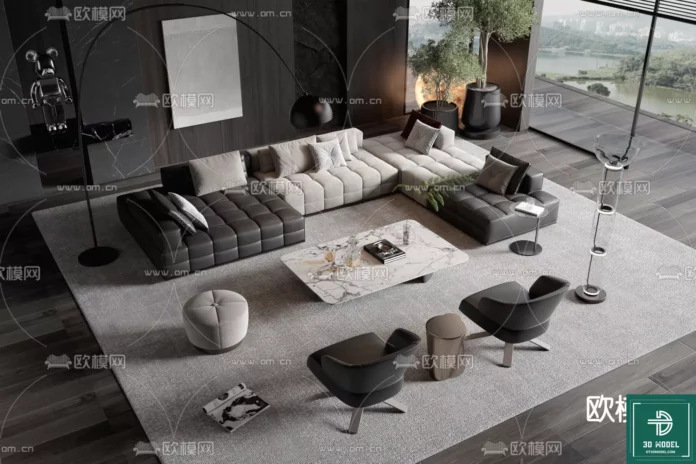 MODERN MINOTTI SOFA - SKETCHUP 3D MODEL - VRAY OR ENSCAPE - ID11133