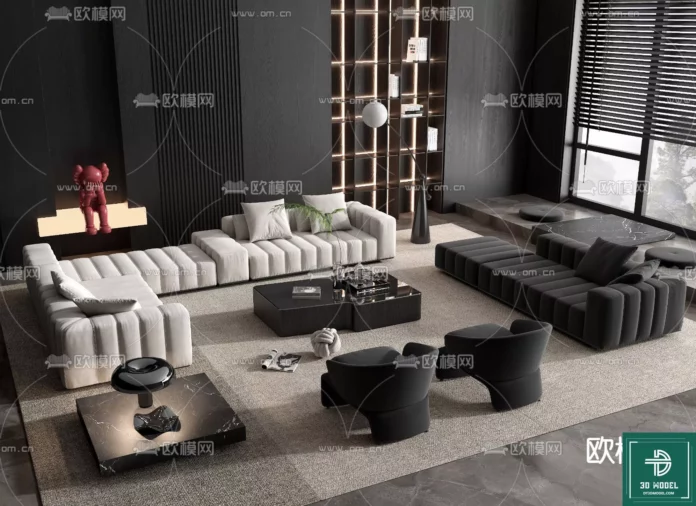 MODERN MINOTTI SOFA - SKETCHUP 3D MODEL - VRAY OR ENSCAPE - ID11142