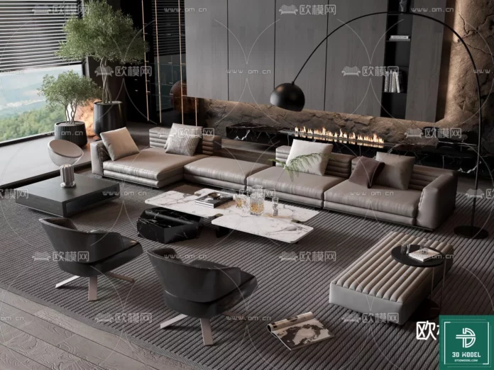 MODERN MINOTTI SOFA - SKETCHUP 3D MODEL - VRAY OR ENSCAPE - ID11143