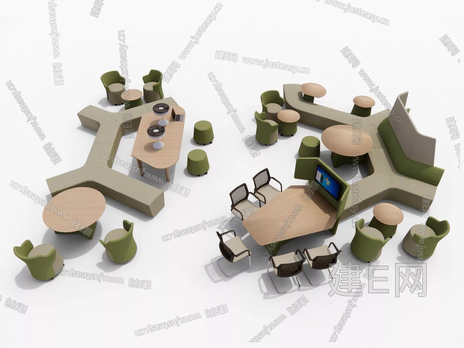 MODERN OFFICE TABLE SET - SKETCHUP 3D MODEL - ENSCAPE - 101336415