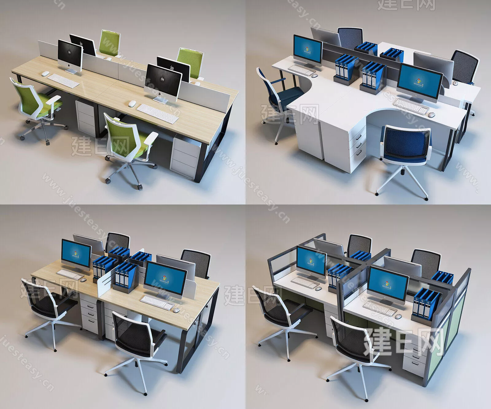 MODERN OFFICE TABLE SET - SKETCHUP 3D MODEL - ENSCAPE - 105334386