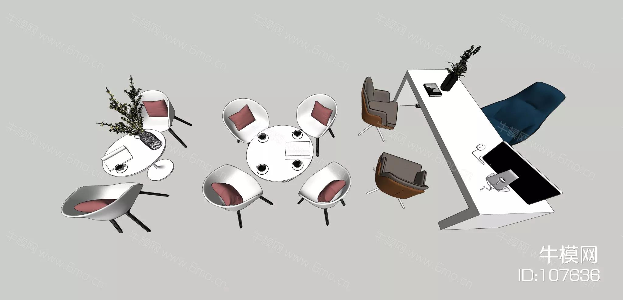 MODERN OFFICE TABLE SET - SKETCHUP 3D MODEL - ENSCAPE - 107636