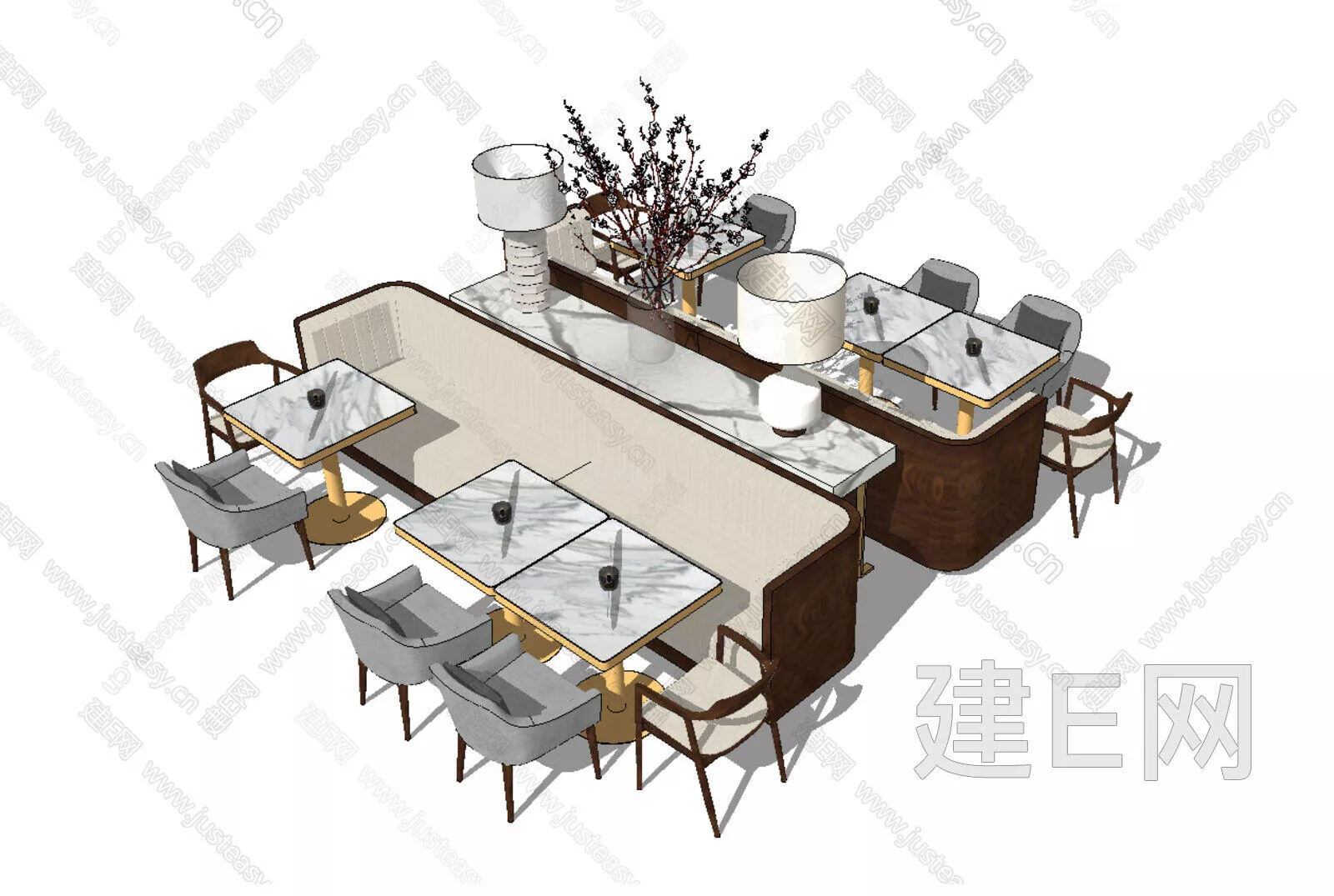 MODERN OFFICE TABLE SET - SKETCHUP 3D MODEL - ENSCAPE - 109265059