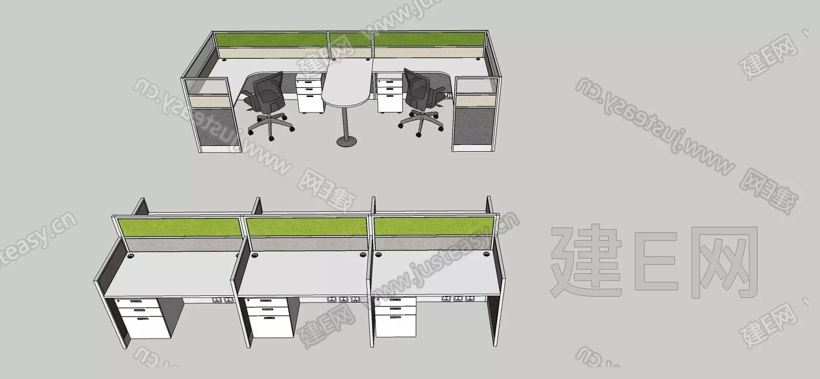 MODERN OFFICE TABLE SET - SKETCHUP 3D MODEL - ENSCAPE - 110772622