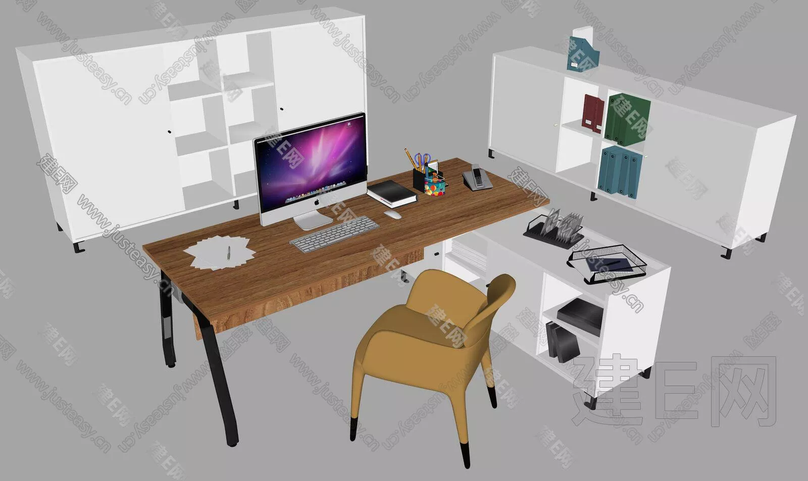 MODERN OFFICE TABLE SET - SKETCHUP 3D MODEL - ENSCAPE - 112410933