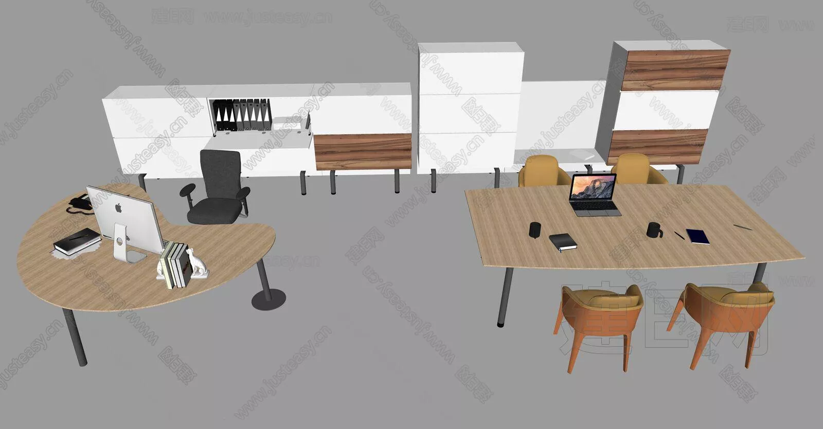 MODERN OFFICE TABLE SET - SKETCHUP 3D MODEL - ENSCAPE - 112410997