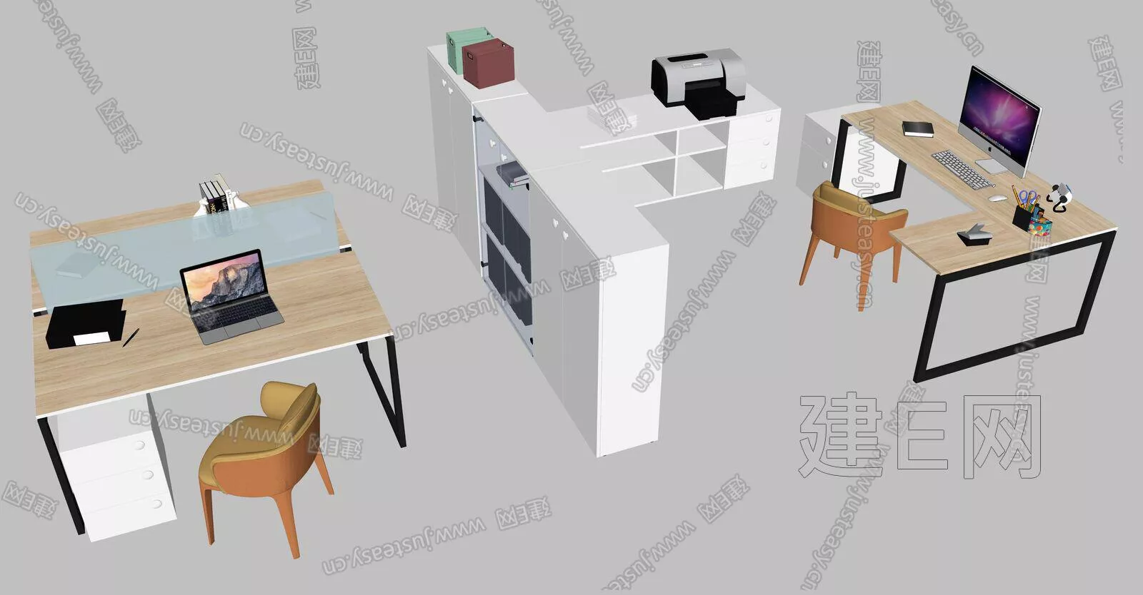 MODERN OFFICE TABLE SET - SKETCHUP 3D MODEL - ENSCAPE - 112411013