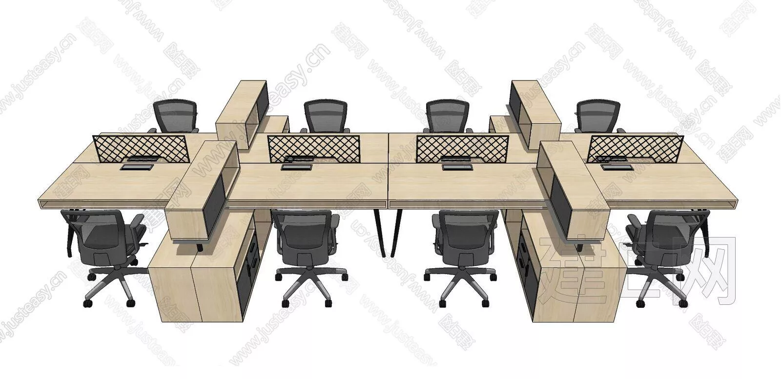 MODERN OFFICE TABLE SET - SKETCHUP 3D MODEL - ENSCAPE - 112411033