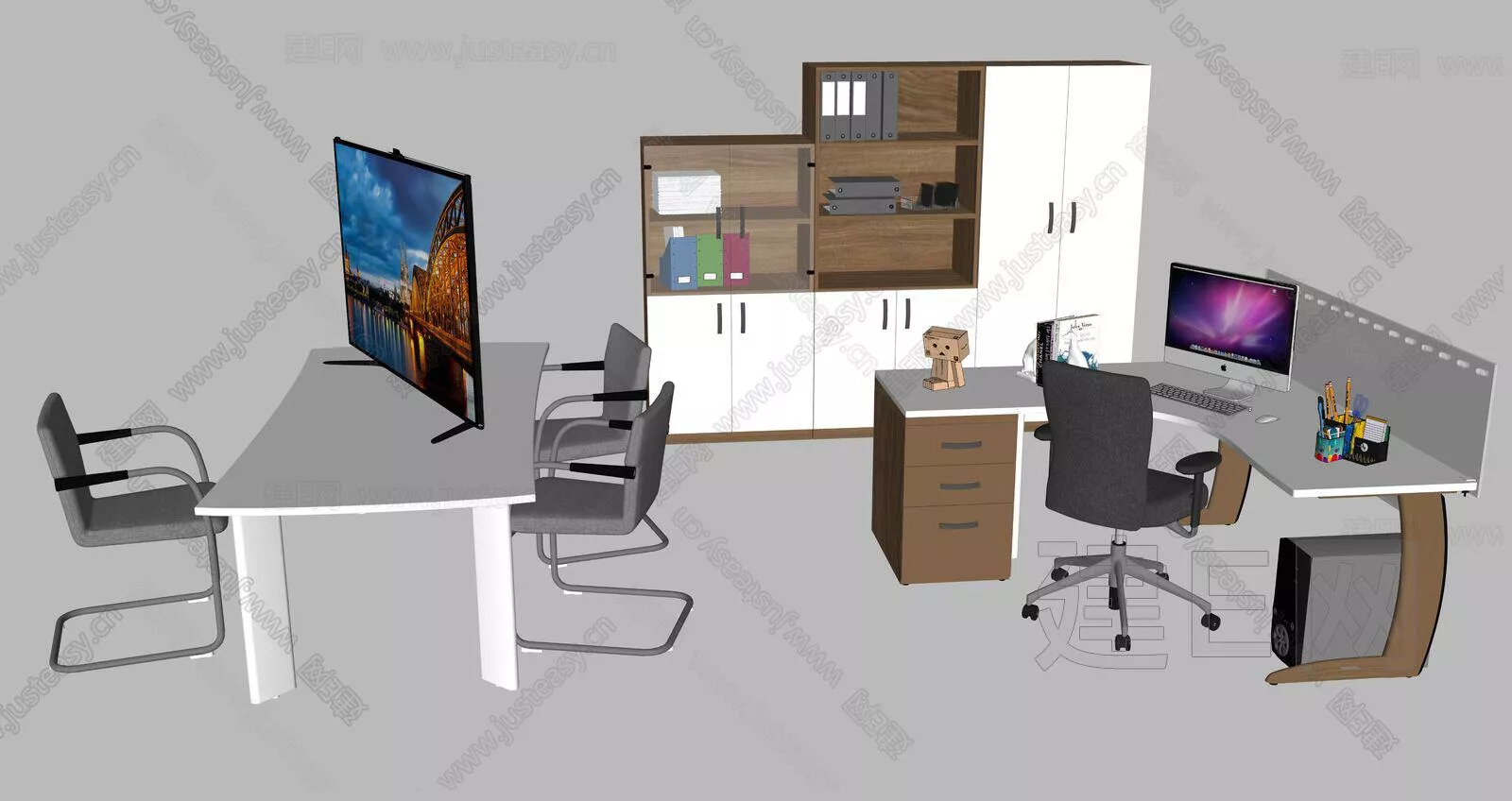 MODERN OFFICE TABLE SET - SKETCHUP 3D MODEL - ENSCAPE - 112411043