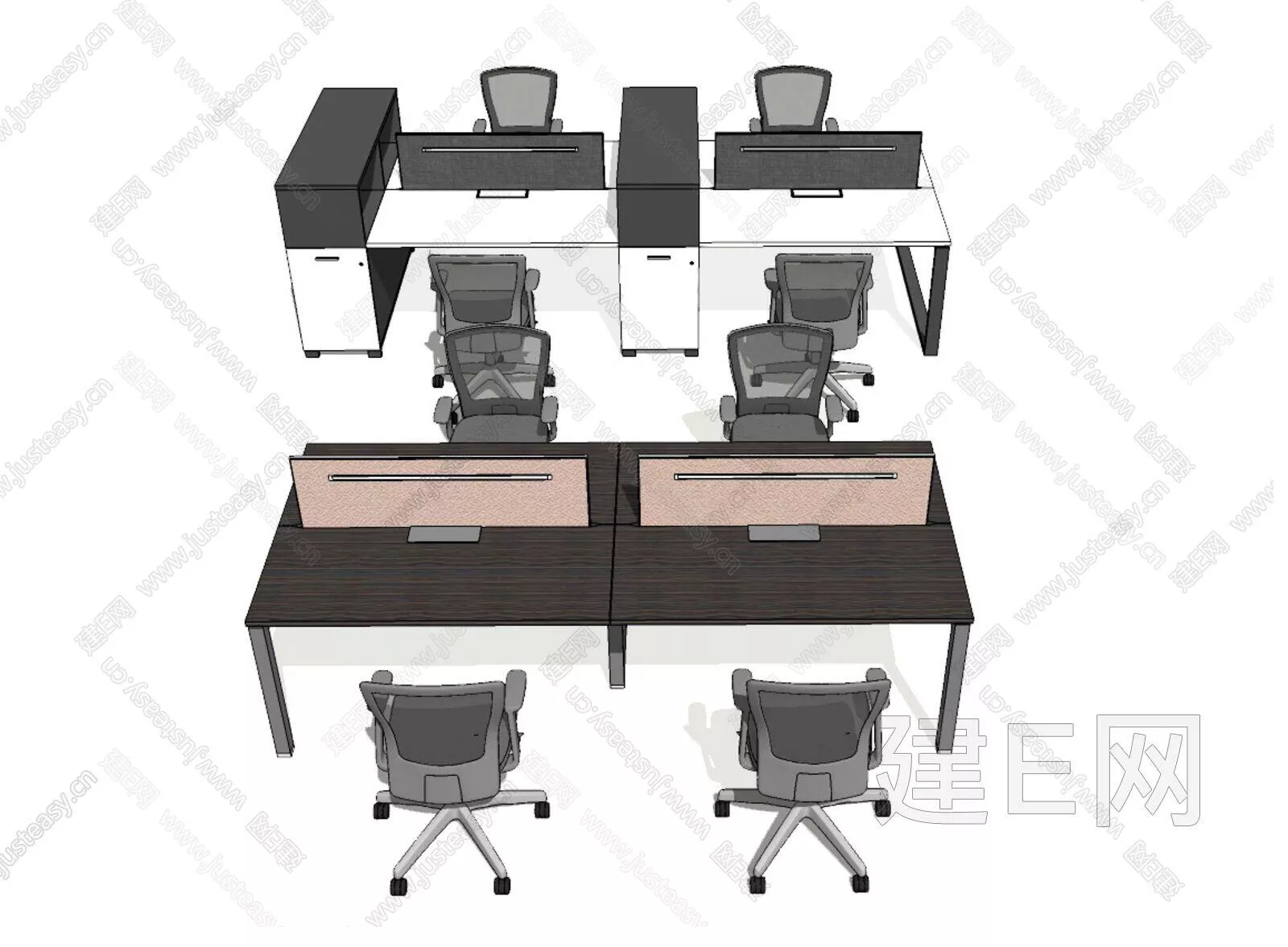 MODERN OFFICE TABLE SET - SKETCHUP 3D MODEL - ENSCAPE - 112411113