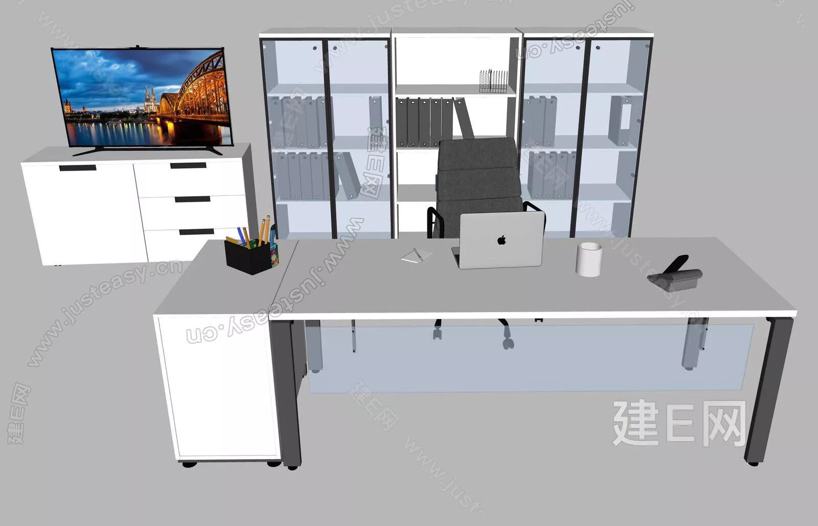 MODERN OFFICE TABLE SET - SKETCHUP 3D MODEL - ENSCAPE - 112411122