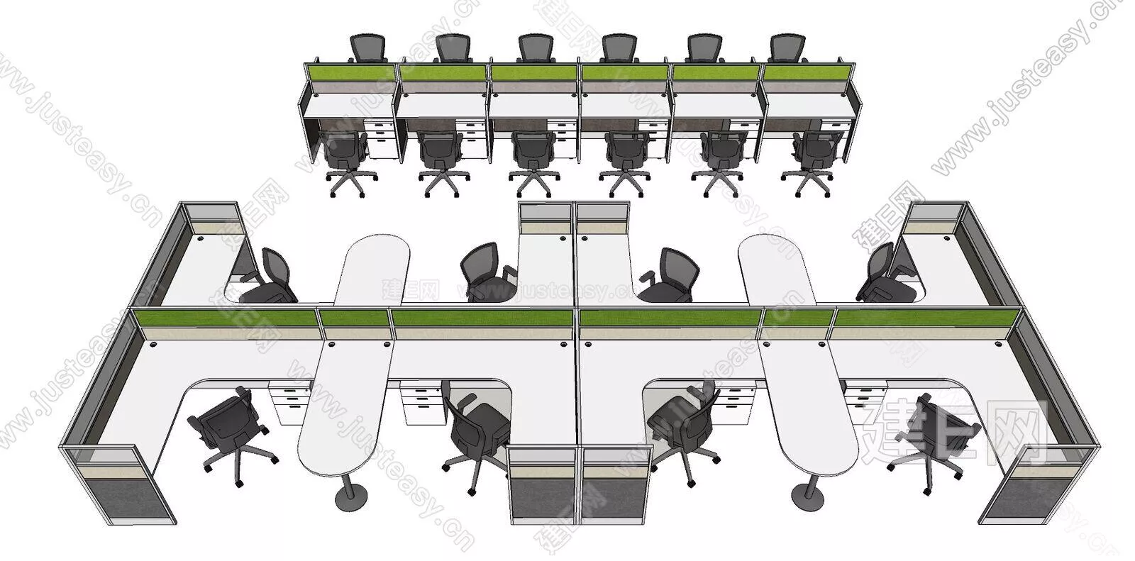 MODERN OFFICE TABLE SET - SKETCHUP 3D MODEL - ENSCAPE - 112411129