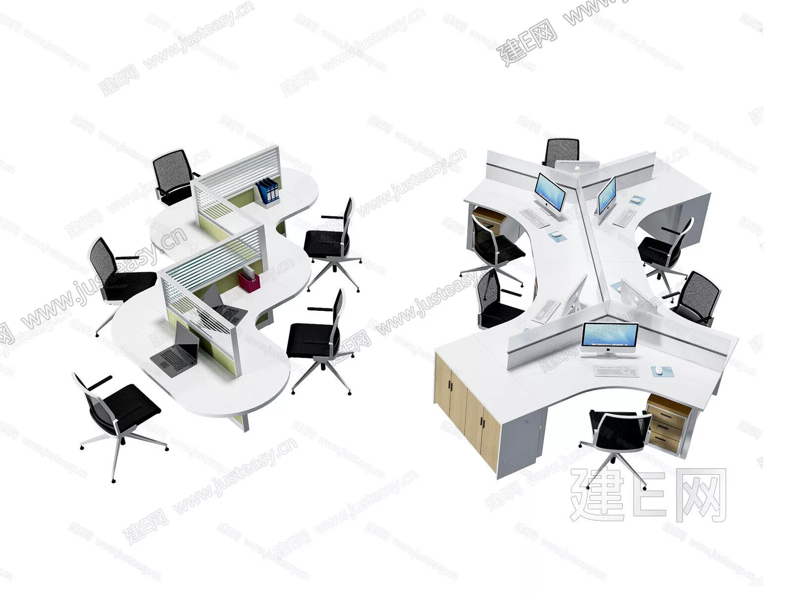 MODERN OFFICE TABLE SET - SKETCHUP 3D MODEL - ENSCAPE - 113199096