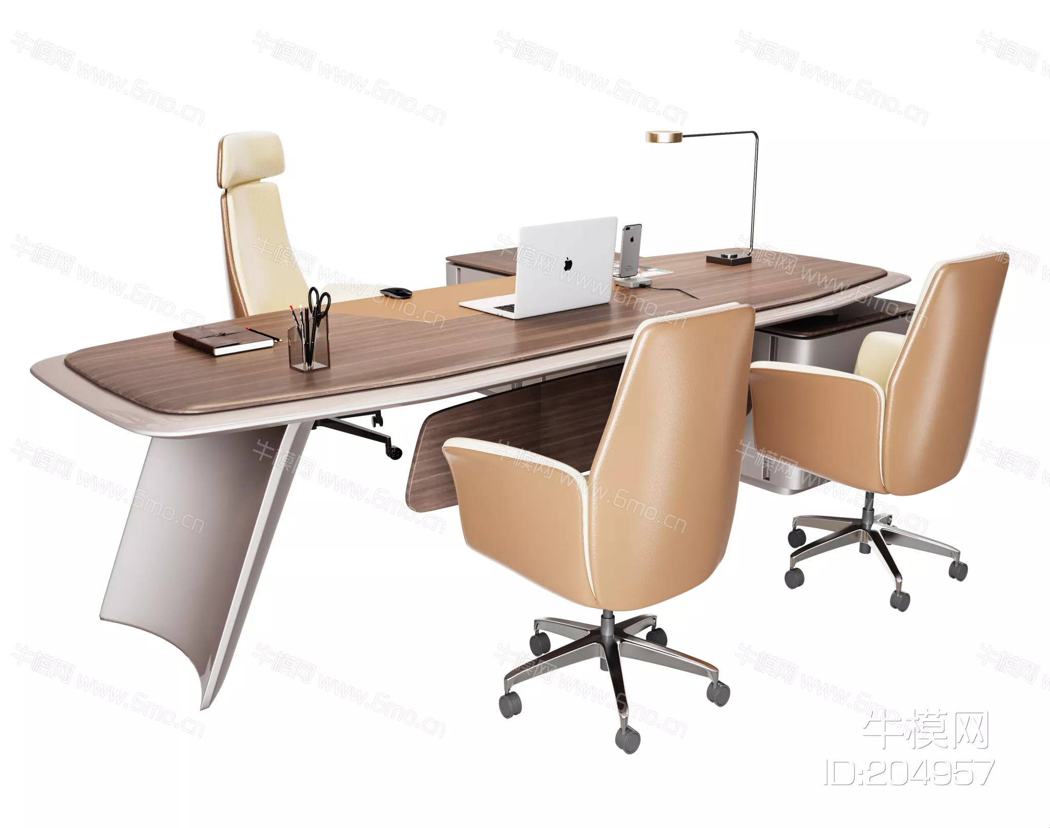 MODERN OFFICE TABLE SET - SKETCHUP 3D MODEL - VRAY - 204957