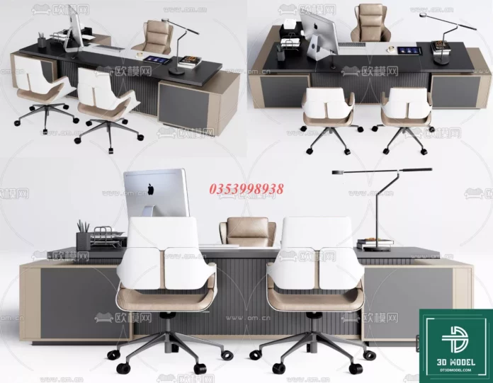 MODERN OFFICE TABLE - SKETCHUP 3D MODEL - VRAY OR ENSCAPE - ID11642