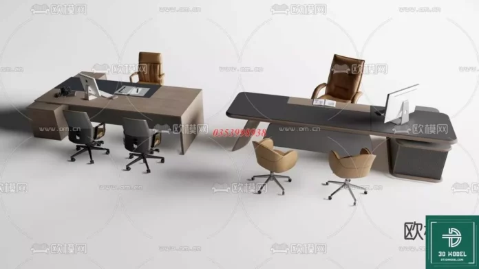 MODERN OFFICE TABLE - SKETCHUP 3D MODEL - VRAY OR ENSCAPE - ID11679