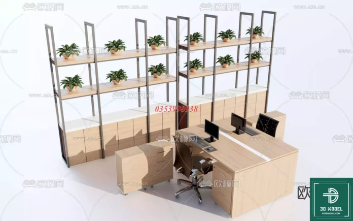 MODERN OFFICE TABLE - SKETCHUP 3D MODEL - VRAY OR ENSCAPE - ID11729