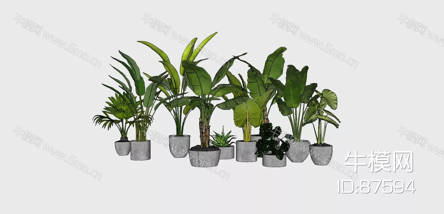 MODERN POTTED PLANT - SKETCHUP 3D MODEL - ENSCAPE - 87594