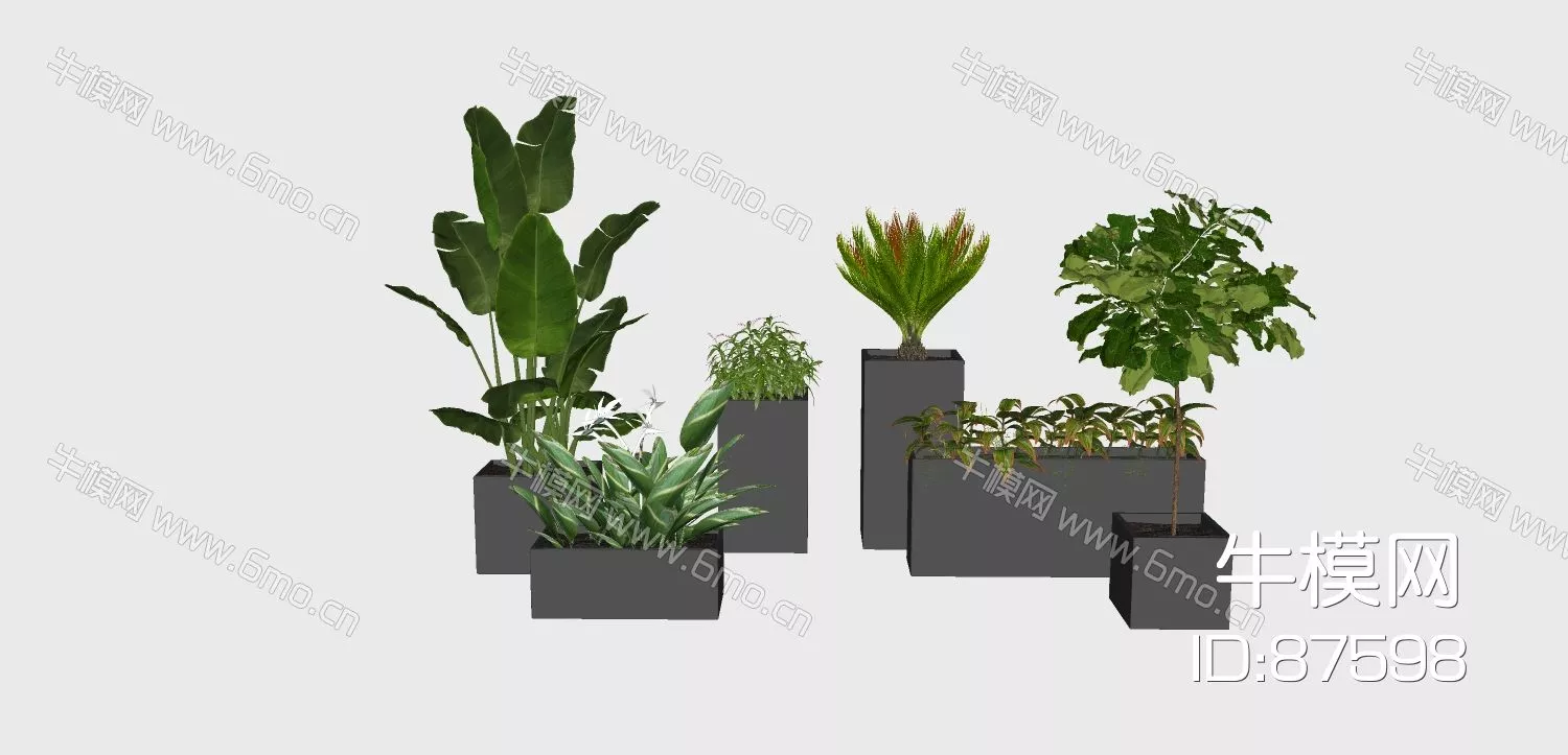 MODERN POTTED PLANT - SKETCHUP 3D MODEL - ENSCAPE - 87598