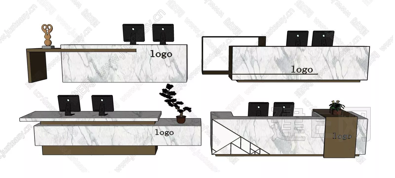 MODERN RECEPTION DESK - SKETCHUP 3D MODEL - ENSCAPE - 107364674