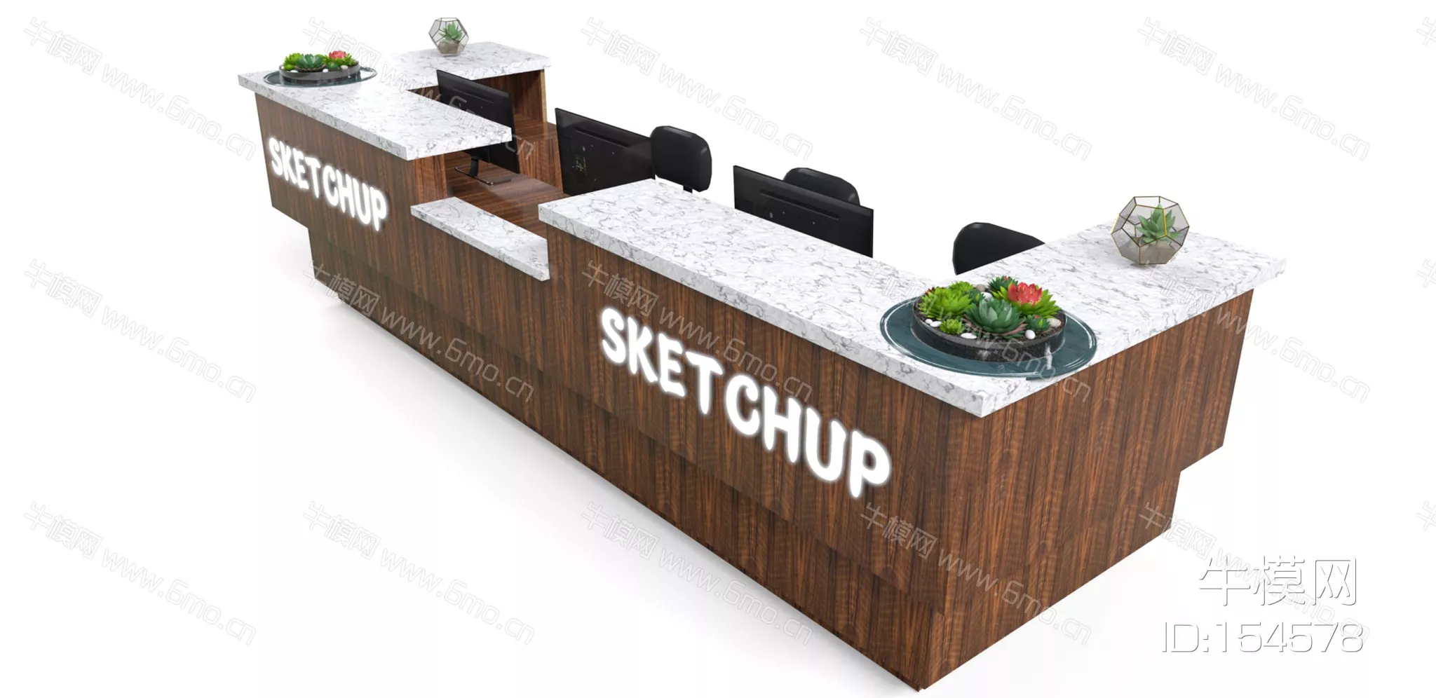 MODERN RECEPTION DESK - SKETCHUP 3D MODEL - ENSCAPE - 154578