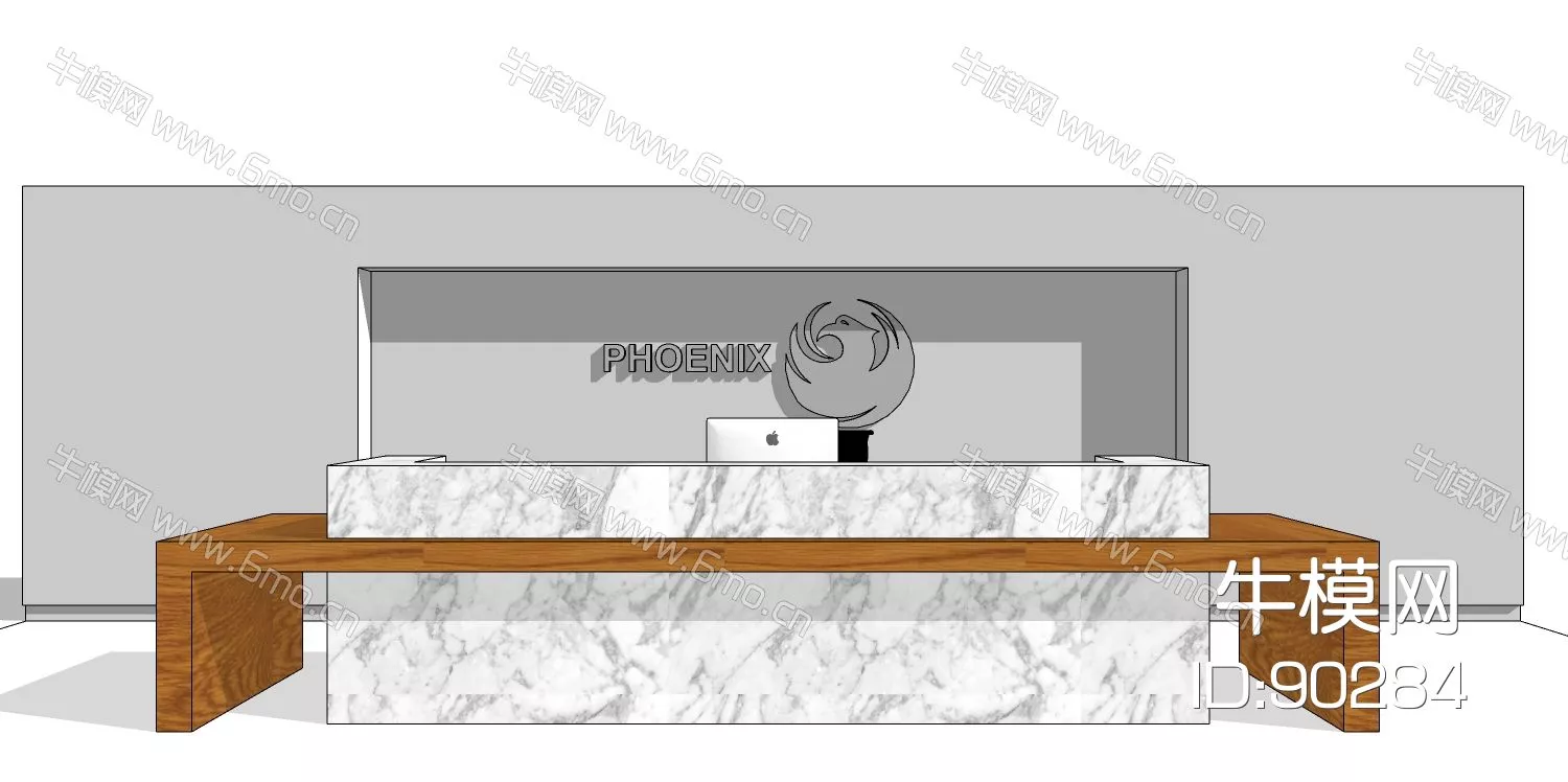 MODERN RECEPTION DESK - SKETCHUP 3D MODEL - ENSCAPE - 90284