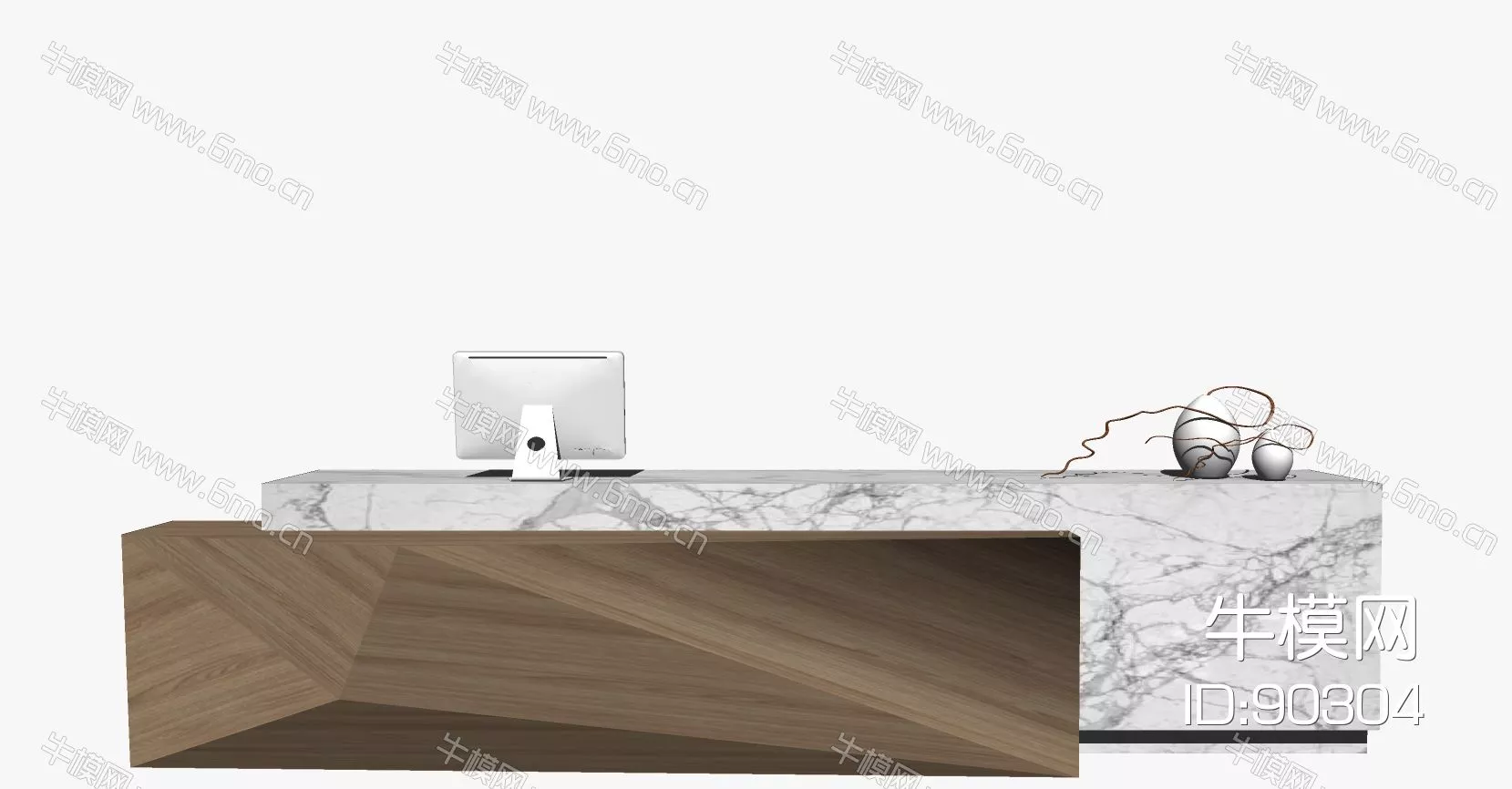 MODERN RECEPTION DESK - SKETCHUP 3D MODEL - ENSCAPE - 90304