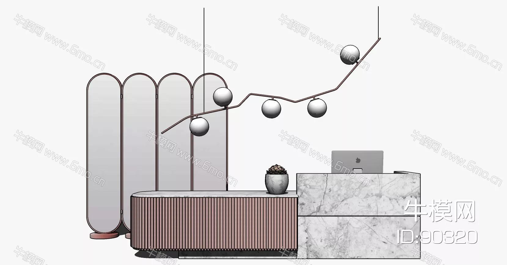 MODERN RECEPTION DESK - SKETCHUP 3D MODEL - ENSCAPE - 90320