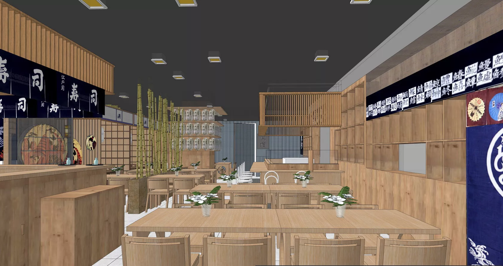 MODERN RESTAURANT - SKETCHUP 3D SCENE - VRAY OR ENSCAPE - ID12362