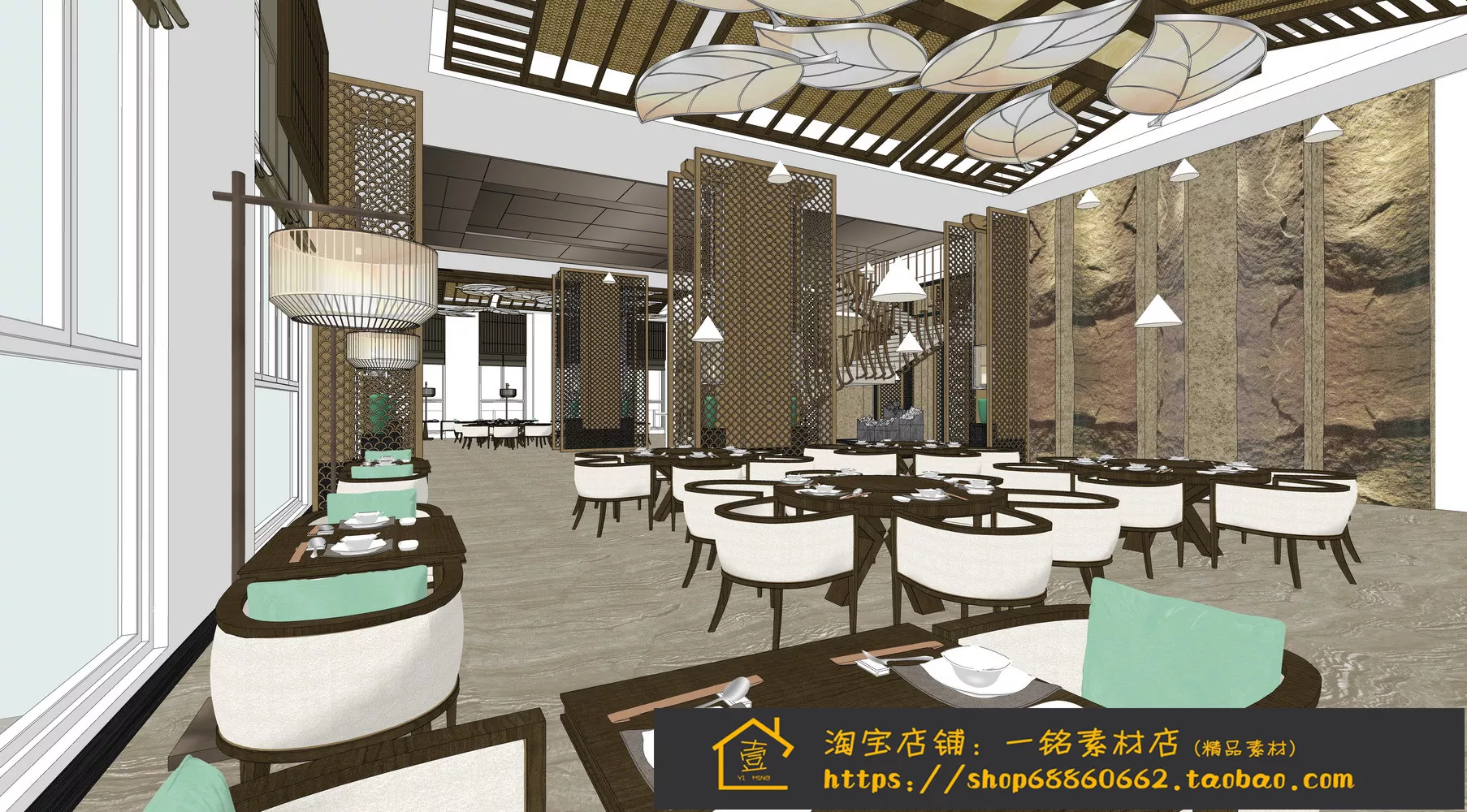 MODERN RESTAURANT - SKETCHUP 3D SCENE - VRAY OR ENSCAPE - ID12364