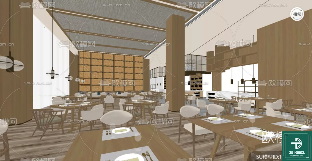 MODERN RESTAURANT - SKETCHUP 3D SCENE - VRAY OR ENSCAPE - ID12378