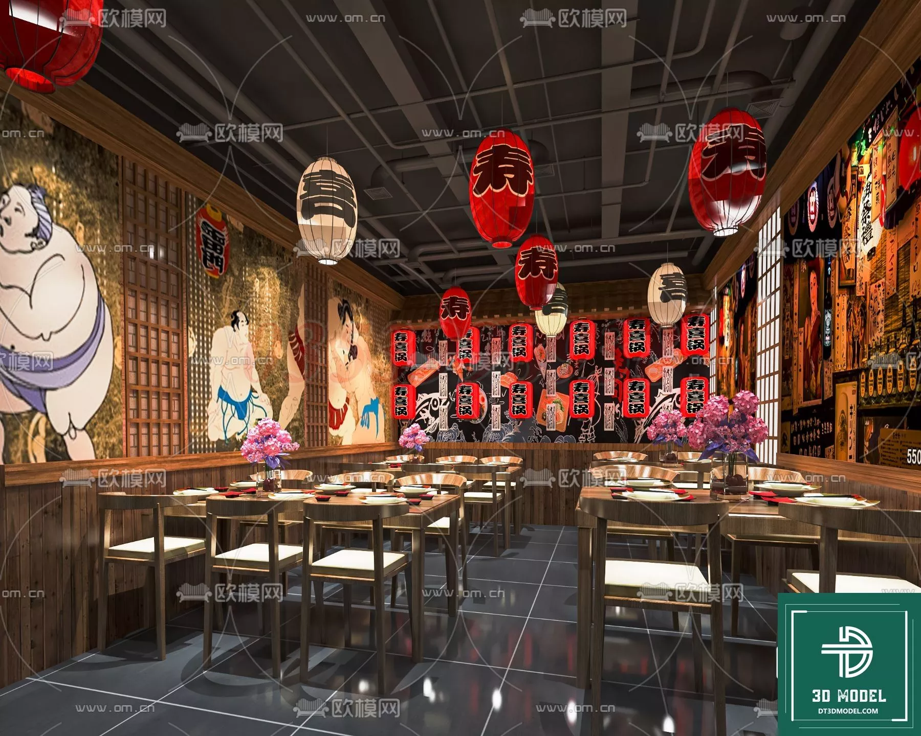 MODERN RESTAURANT - SKETCHUP 3D SCENE - VRAY OR ENSCAPE - ID12546