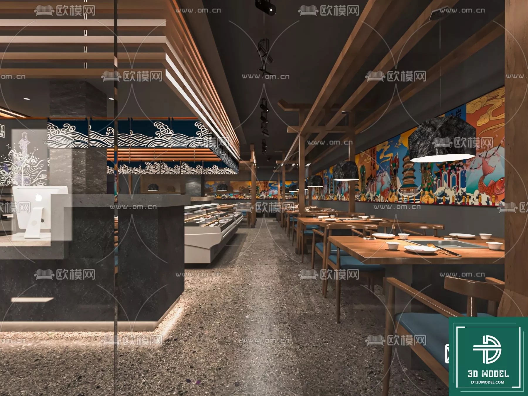 MODERN RESTAURANT - SKETCHUP 3D SCENE - VRAY OR ENSCAPE - ID12605