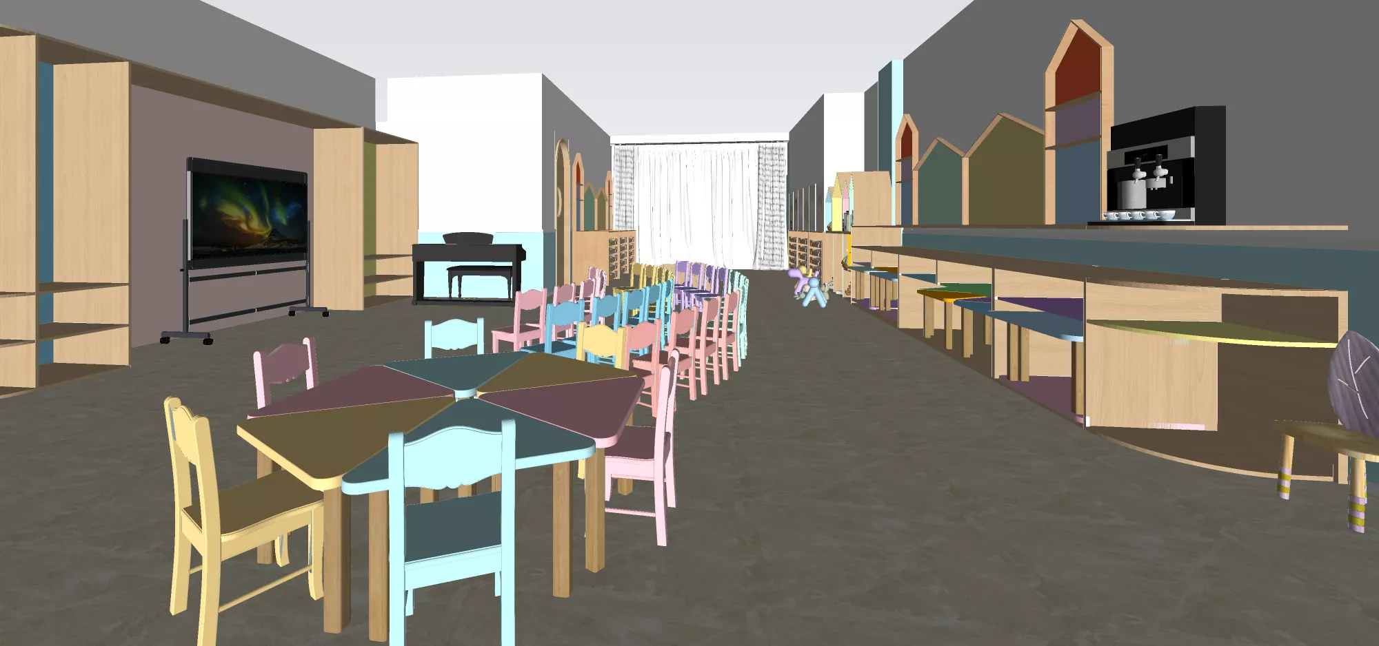 MODERN SCHOOL INTERIOR - SKETCHUP 3D SCENE - VRAY OR ENSCAPE - ID12744