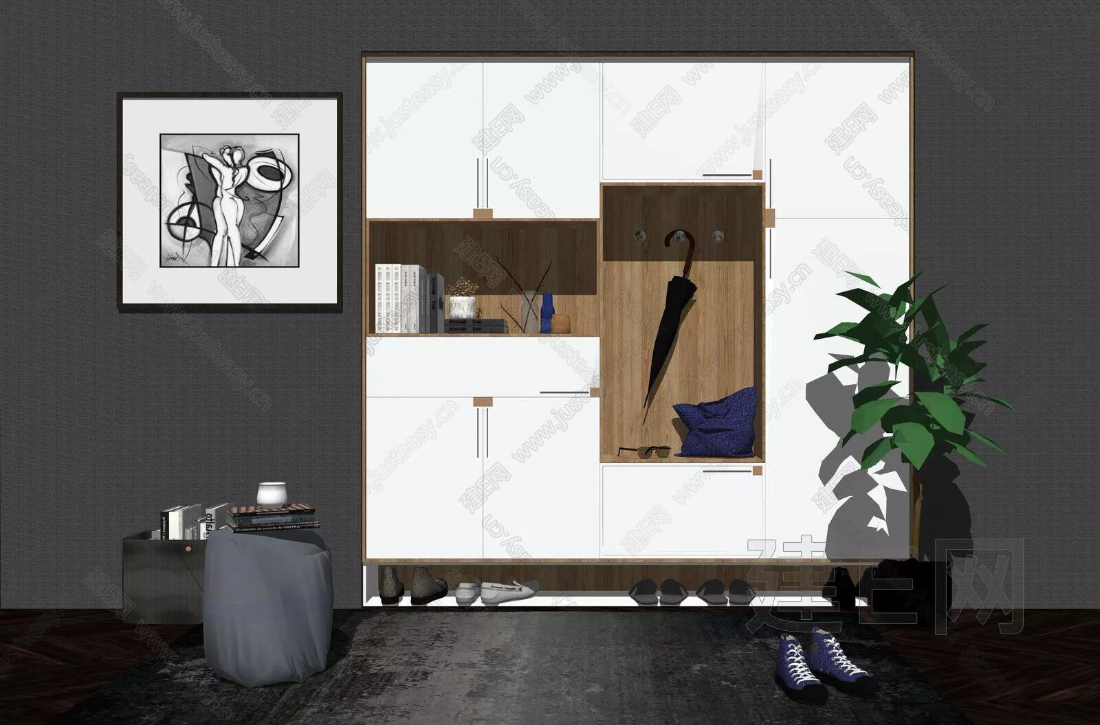 MODERN SHOE CABINET - SKETCHUP 3D MODEL - ENSCAPE - 111493398