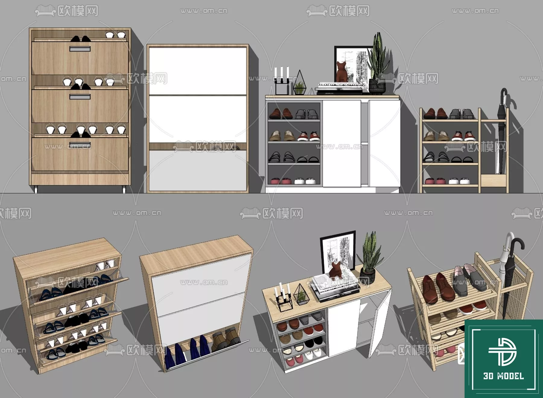 MODERN SHOES CABINET - SKETCHUP 3D MODEL - VRAY OR ENSCAPE - ID12784