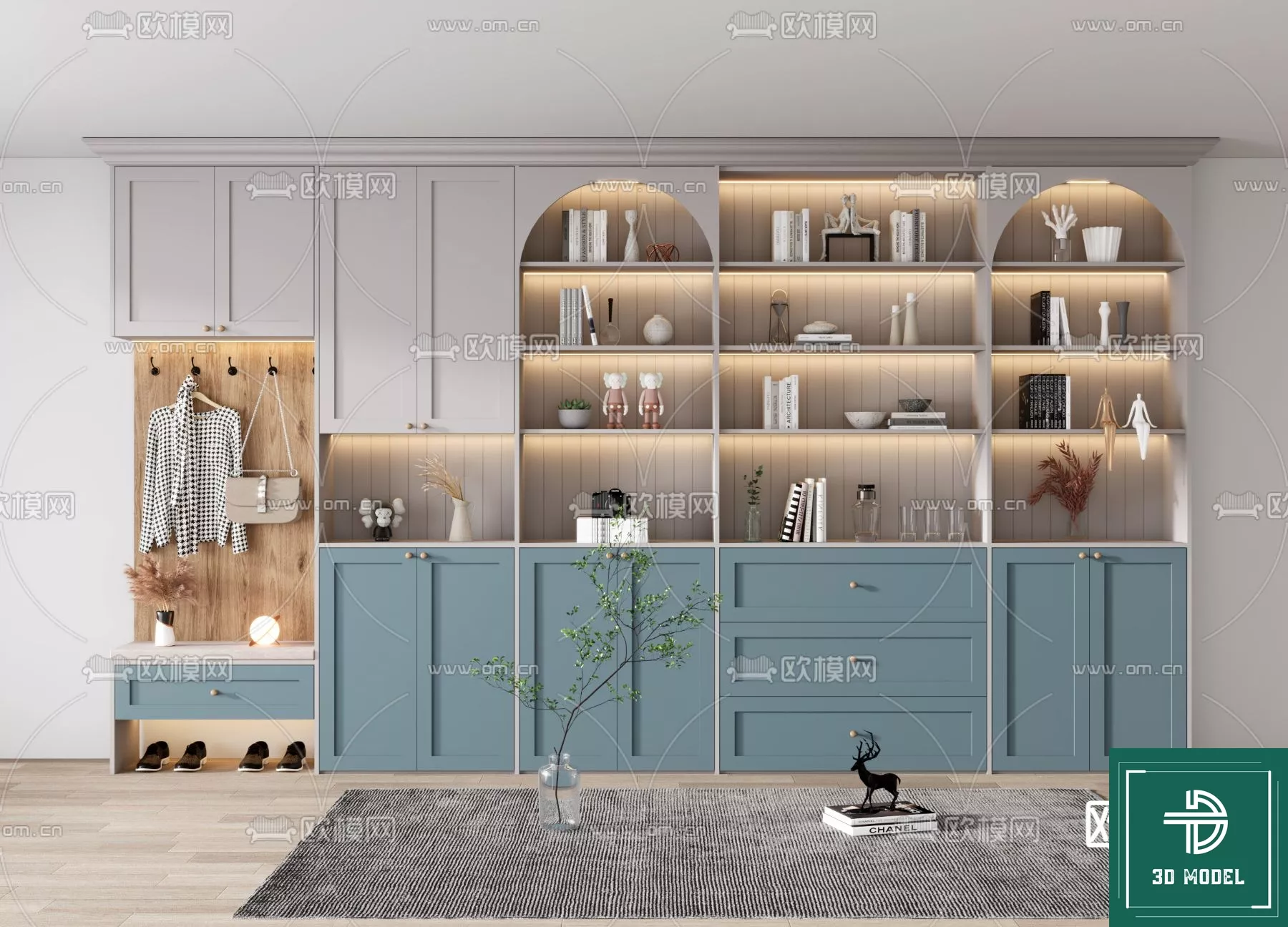 MODERN SHOES CABINET - SKETCHUP 3D MODEL - VRAY OR ENSCAPE - ID12812