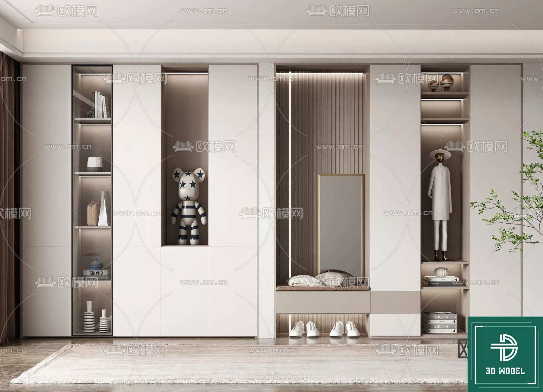 MODERN SHOES CABINET - SKETCHUP 3D MODEL - VRAY OR ENSCAPE - ID12825