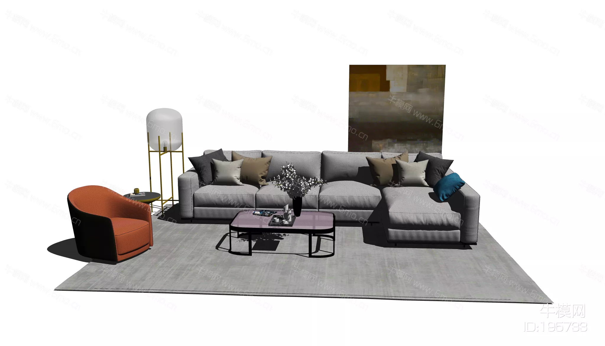 MODERN SOFA - SKETCHUP 3D MODEL - ENSCAPE - 195733