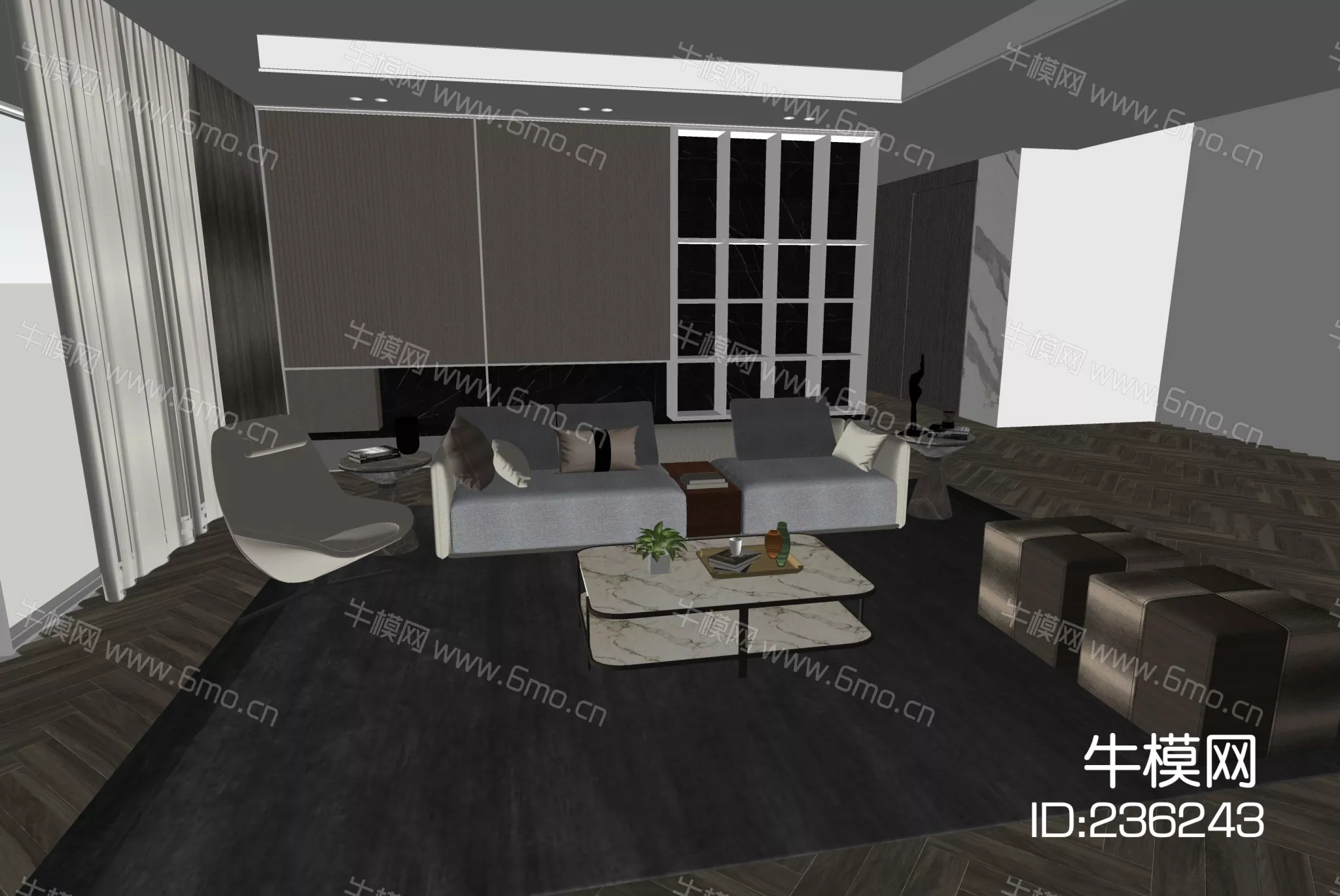 MODERN SOFA - SKETCHUP 3D MODEL - ENSCAPE - 236243