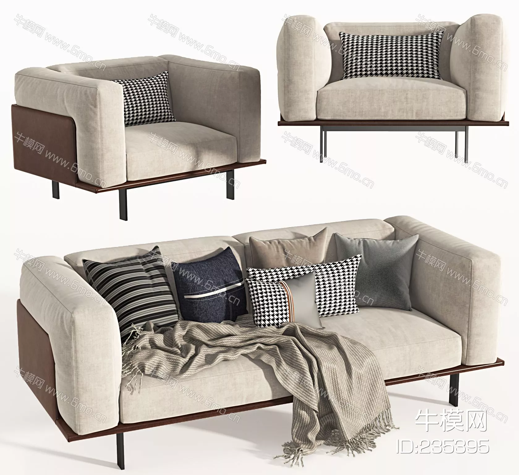 MODERN SOFA - SKETCHUP 3D MODEL - VRAY - ID13038