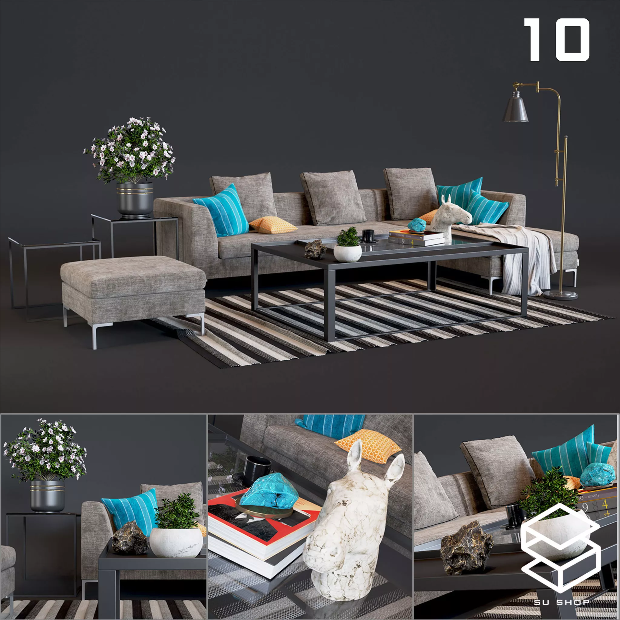 MODERN SOFA - SKETCHUP 3D MODEL - VRAY OR ENSCAPE - ID13386